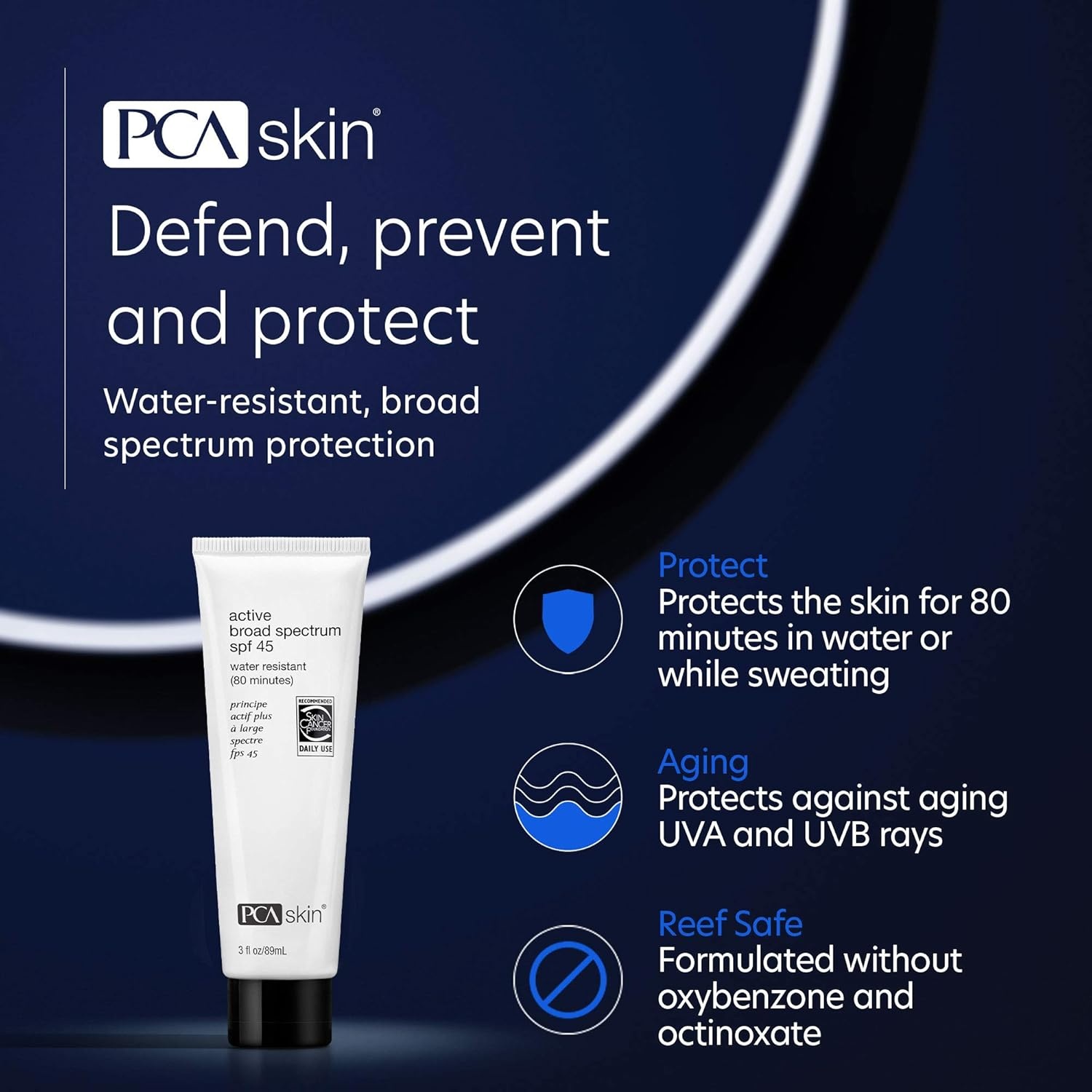 image:imagePCA SKIN Active Broad Spectrum SPF 45 Zinc Oxide WaterResistant Face amp Body Sunscreen Lotion ReefFriendly Oxybenzone amp OilFree Formula 3 fl oz