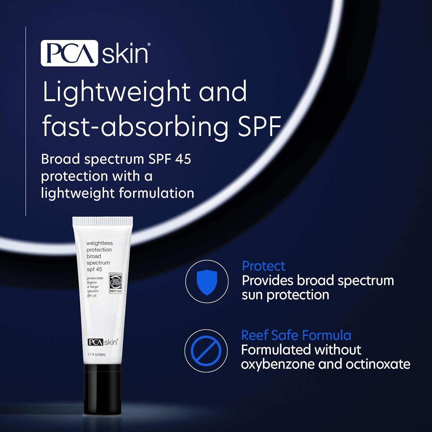 image:imagePCA SKIN Weightless Protection Broad Spectrum SPF 45 OilFree Hydrating Face Sunscreen with 84 Zinc Oxide for AcneProneAll Skin Types 17 fl oz17 Fl Oz Pack of 1