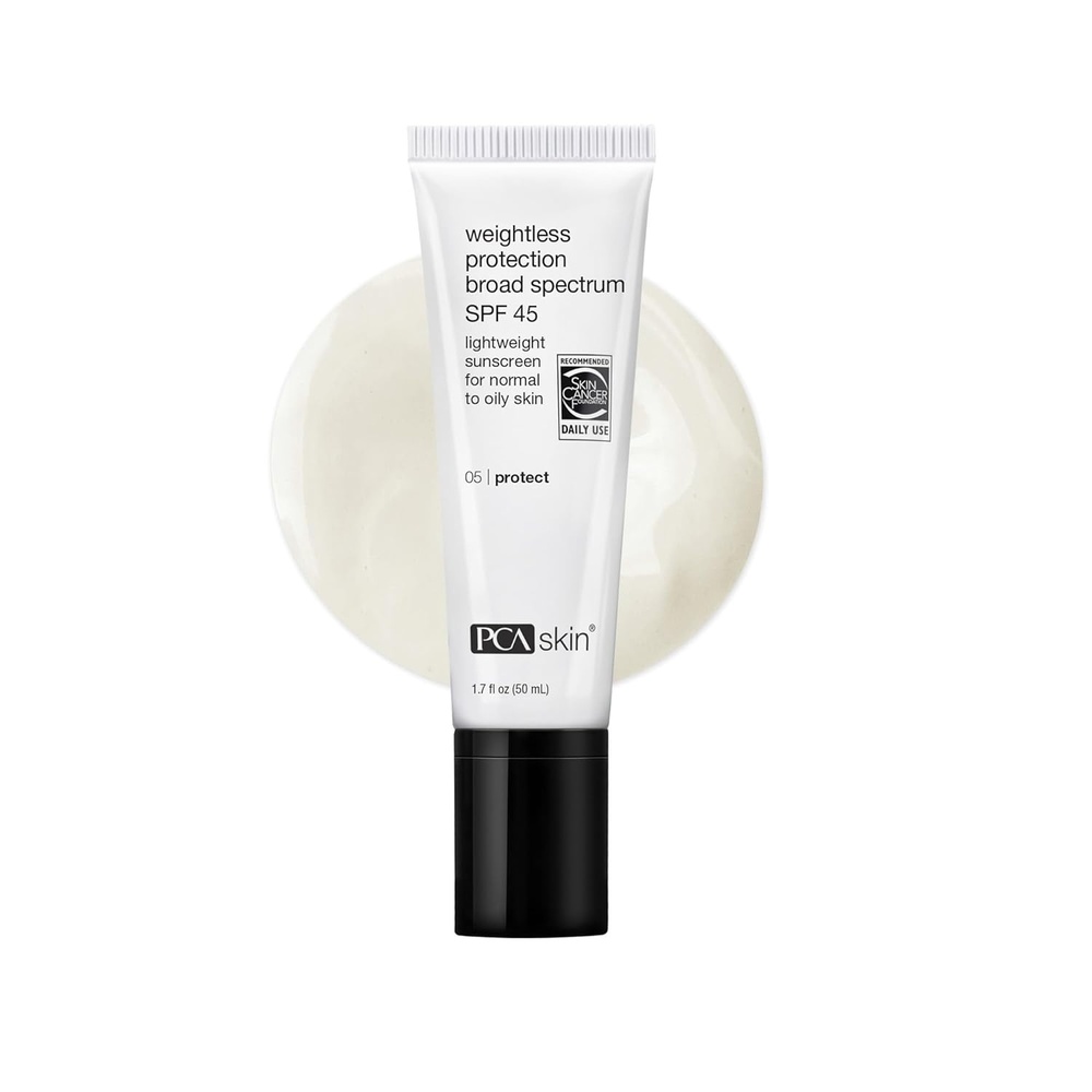 image:imagePCA SKIN Weightless Protection Broad Spectrum SPF 45 OilFree Hydrating Face Sunscreen with 84 Zinc Oxide for AcneProneAll Skin Types 17 fl oz17 Fl Oz Pack of 1