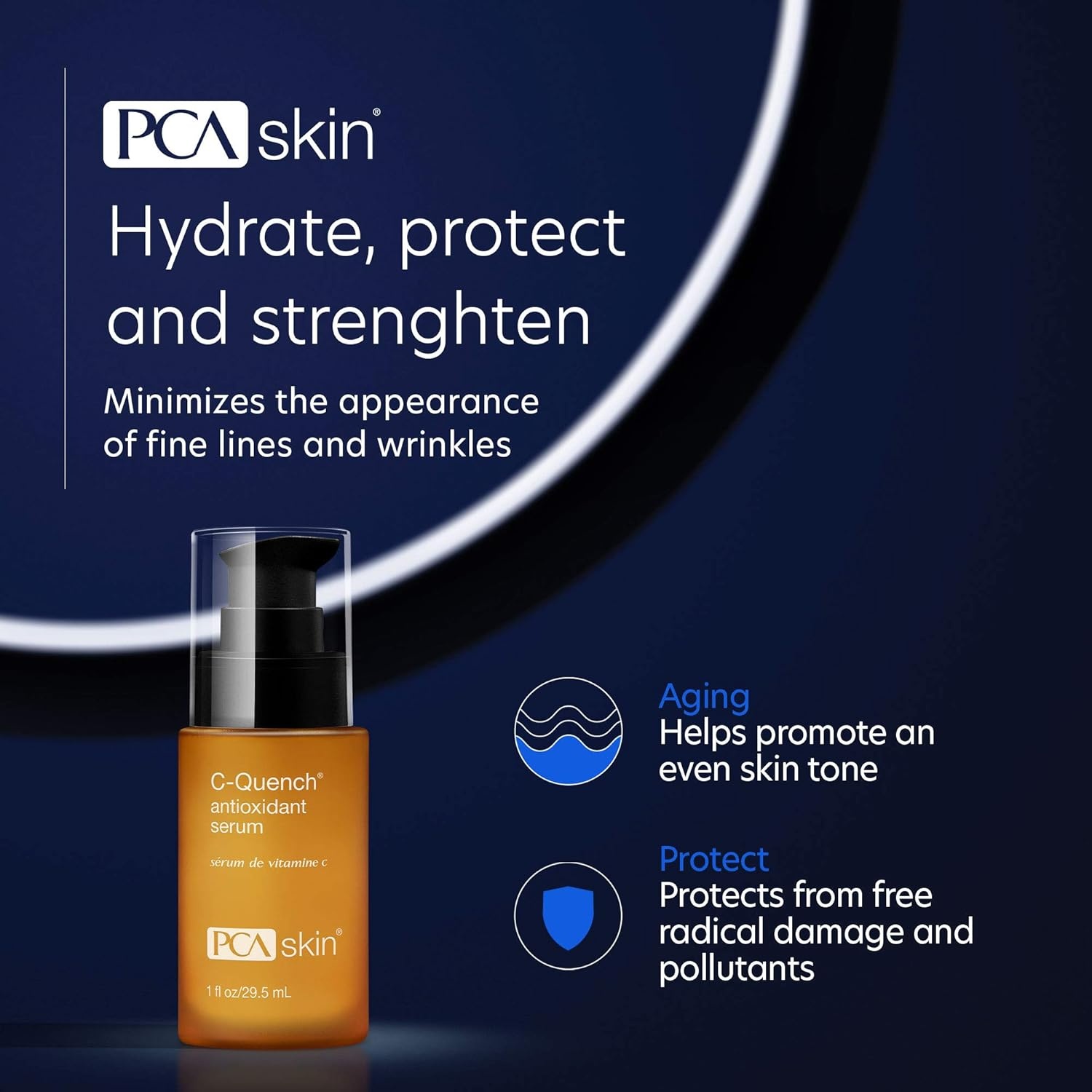 image:imagePCA SKIN Vitamin C Quench Antioxidant Protective Face Serum Anti Aging Hydrating Facial Corrector with Hyaluronic Acid for Fine Lines amp Wrinkles Recommended for Oily amp AcneProne Skin 1 fl oz